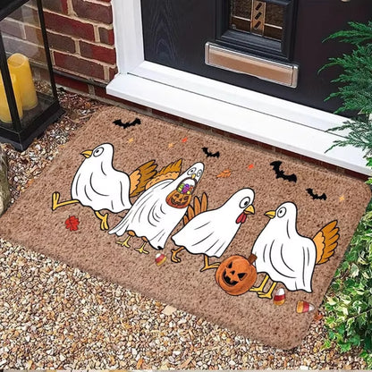 Halloween Spooky Pumpkin Door Mat Non-Slip Resistant Dirt Floor Mat Kitchen Bedroom Carpet Holiday Home Decoration