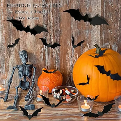 Halloween Scary Bat Decorations 3D Black PVC Bat Halloween Party DIY Decor Wall Sticker Bar Room Halloween Party Decor Props