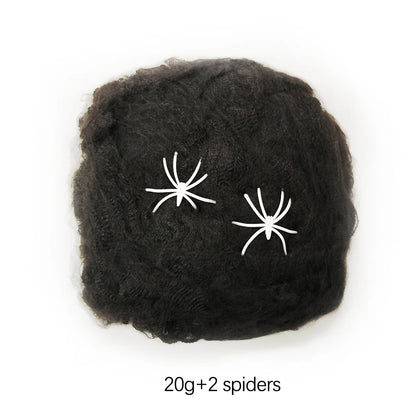 Halloween Decorations Artificial Spider Web Luminous Stretch Cobwebs with Fake Spider Scary Party Scene Decor Horror House Props