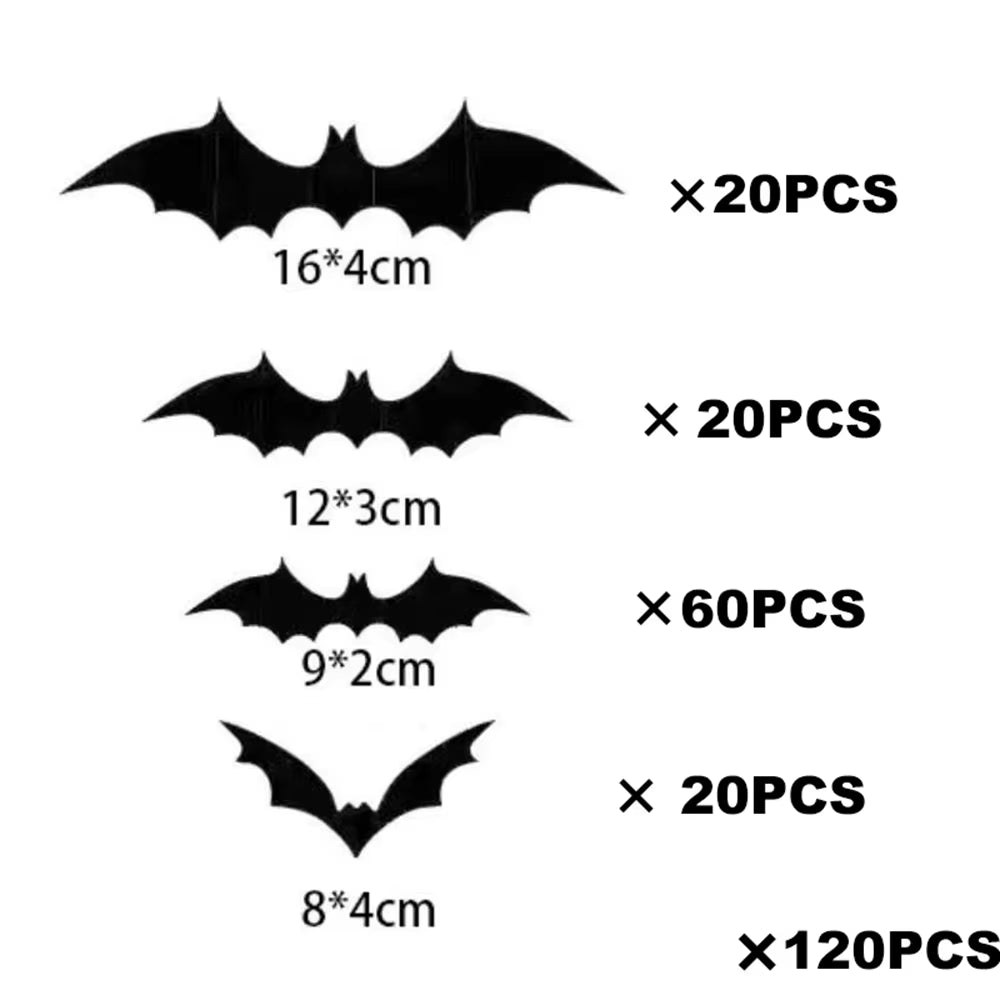 Halloween Scary Bat Decorations 3D Black PVC Bat Halloween Party DIY Decor Wall Sticker Bar Room Halloween Party Decor Props