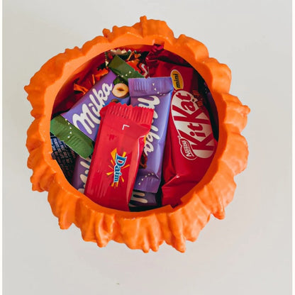 Melting Halloween Pumpkin Candy Bowl with Lid Reusable Candy Dish Spooky Food Display Bowl for Home Halloween