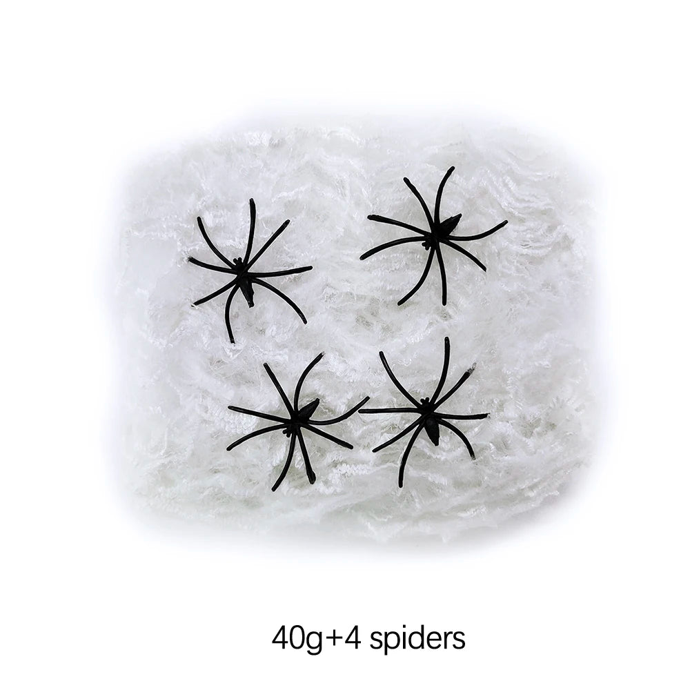 Halloween Decorations Artificial Spider Web Luminous Stretch Cobwebs with Fake Spider Scary Party Scene Decor Horror House Props