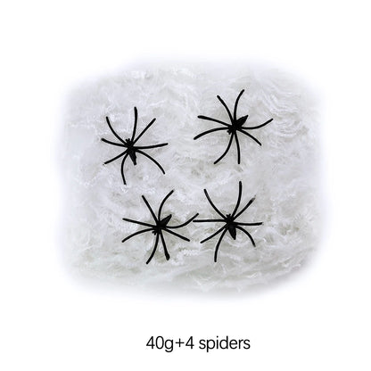 Halloween Decorations Artificial Spider Web Luminous Stretch Cobwebs with Fake Spider Scary Party Scene Decor Horror House Props