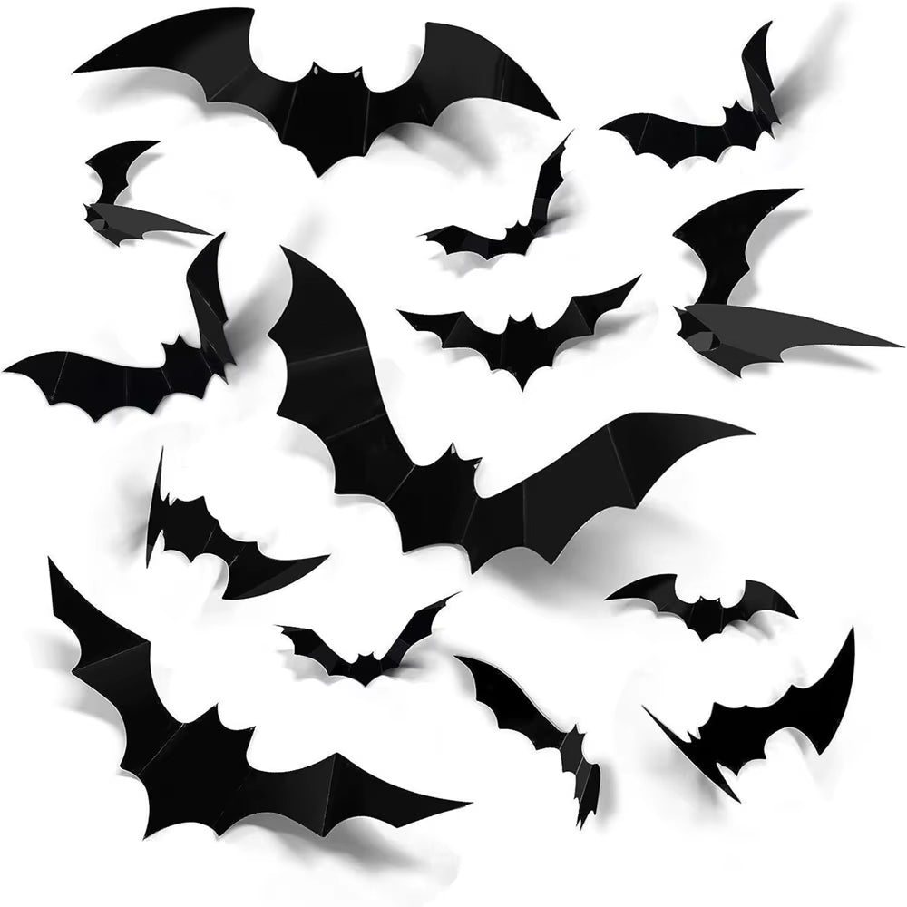 Halloween Scary Bat Decorations 3D Black PVC Bat Halloween Party DIY Decor Wall Sticker Bar Room Halloween Party Decor Props