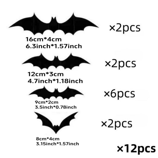 Halloween Scary Bat Decorations 3D Black PVC Bat Halloween Party DIY Decor Wall Sticker Bar Room Halloween Party Decor Props