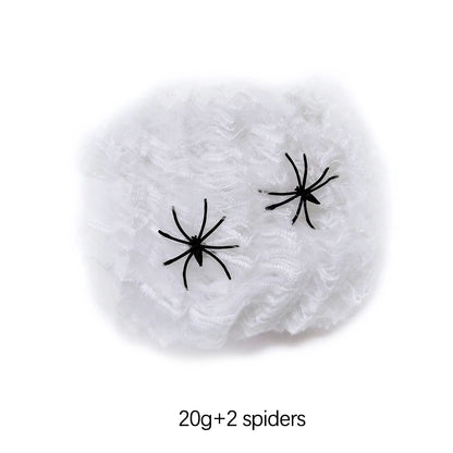 Halloween Decorations Artificial Spider Web Luminous Stretch Cobwebs with Fake Spider Scary Party Scene Decor Horror House Props