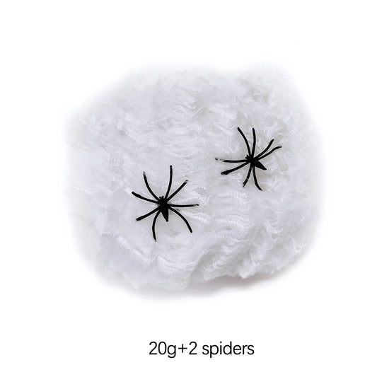 Halloween Decorations Artificial Spider Web Luminous Stretch Cobwebs with Fake Spider Scary Party Scene Decor Horror House Props