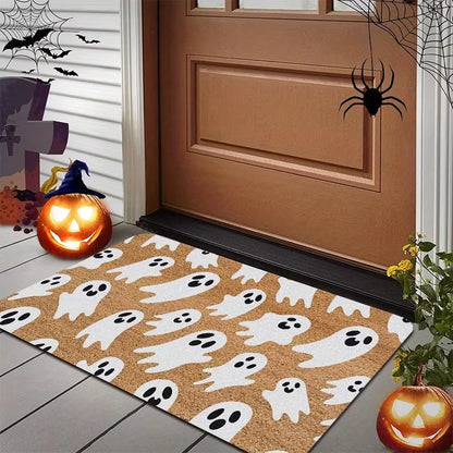 Halloween Spooky Pumpkin Door Mat Non-Slip Resistant Dirt Floor Mat Kitchen Bedroom Carpet Holiday Home Decoration