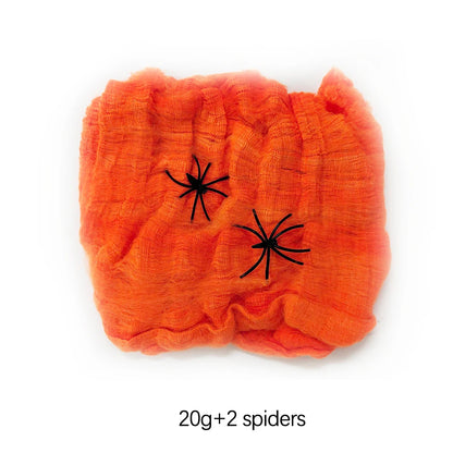 Halloween Decorations Artificial Spider Web Luminous Stretch Cobwebs with Fake Spider Scary Party Scene Decor Horror House Props